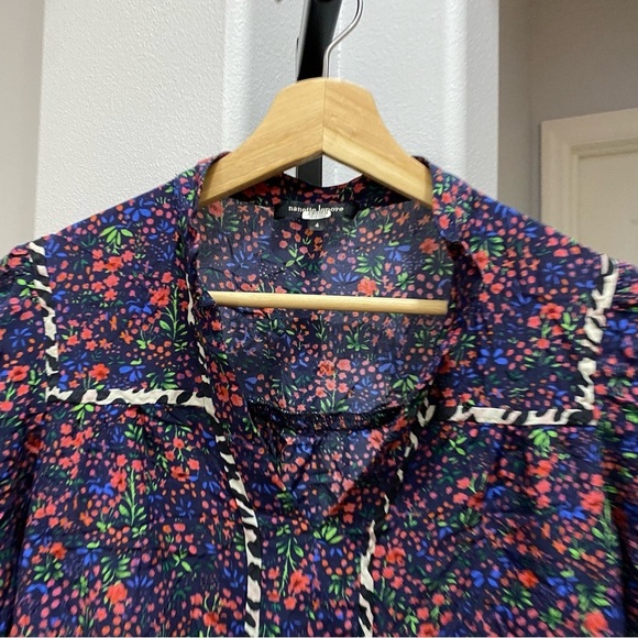 Nanette Lepore Ditzy Combo Silk Top Floral Animal Print Size 4 - Picture 3 of 8